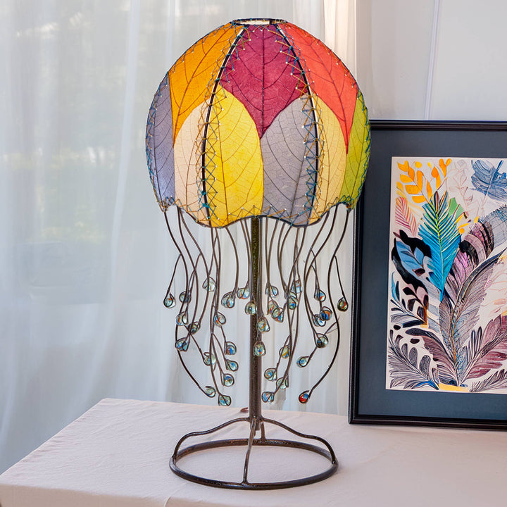 Jellyfish Table Lamp Multi Color, Shade Made of Cocoa Leaves