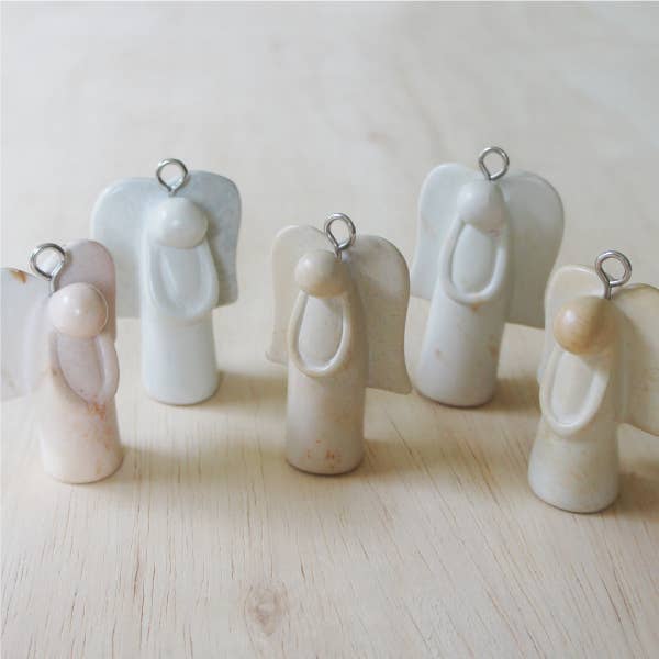 Natural Soapstone Angel Ornament