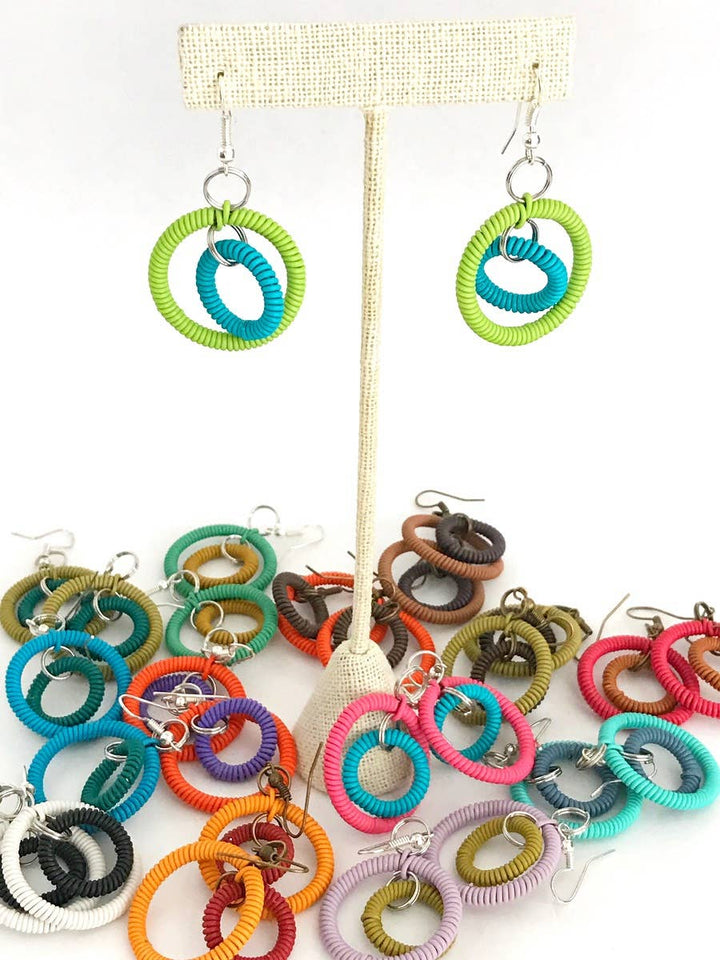 Double Ring Earrings Telephone Wire