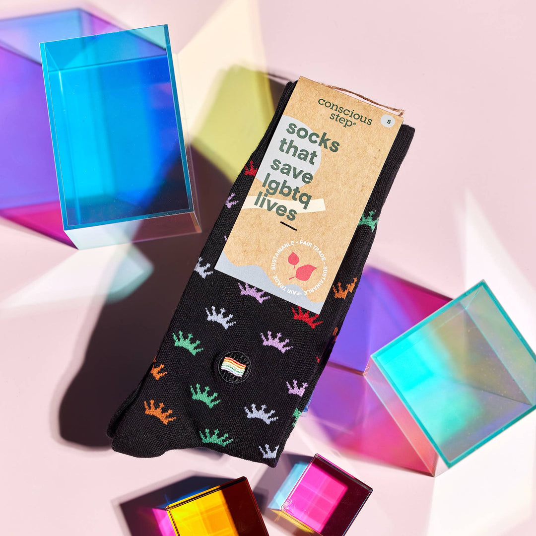 Socks that Save LGBTQ Lives Colorful Crowns Conscious Step