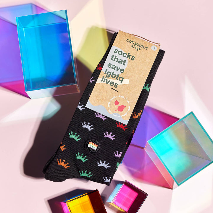 Socks that Save LGBTQ Lives Colorful Crowns Conscious Step