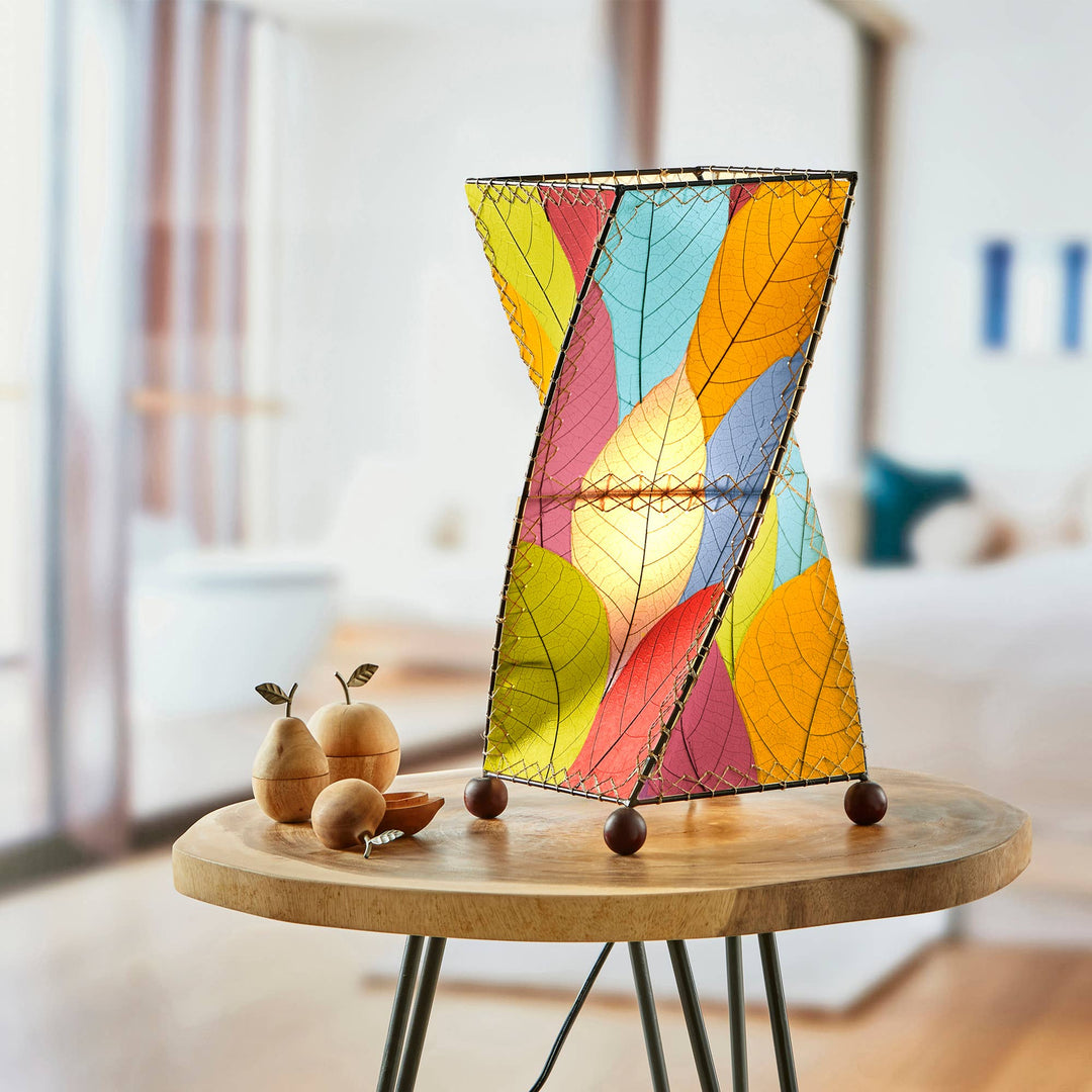 Twist Multicolor Table Lamp, Shade Made of Cocoa Leaves