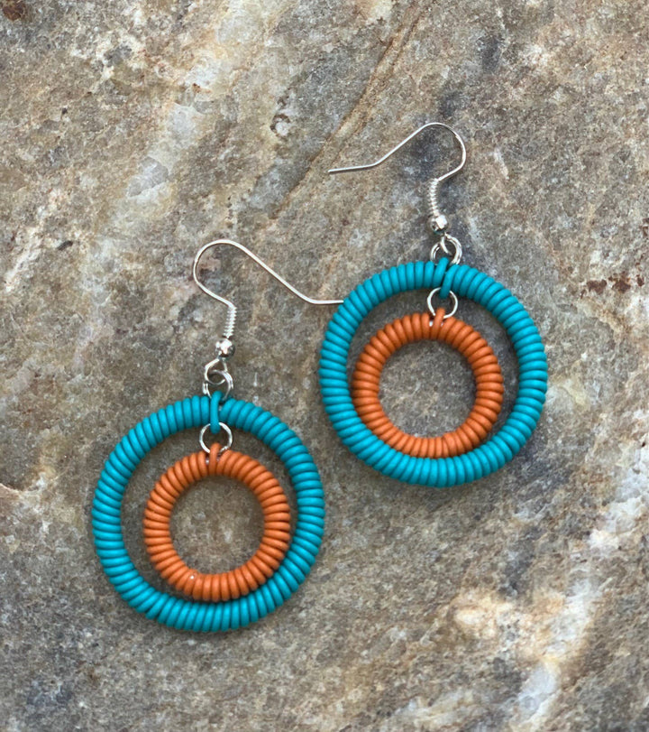 Double Ring Earrings Telephone Wire