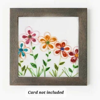 A photo of a dark mango wood frame that is the perfect size to hold a quilling card art from Vietnam. Frame is made in India. 