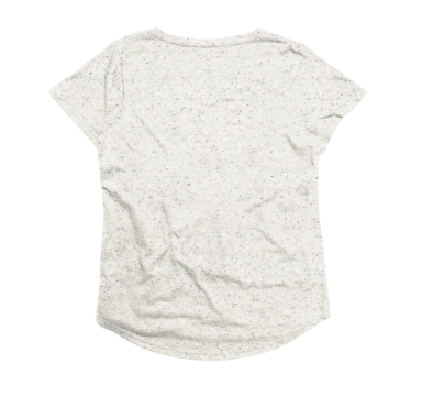 Ladies Drop Hem V-Neck Pocket Eco Cotton Tee - Funfetti