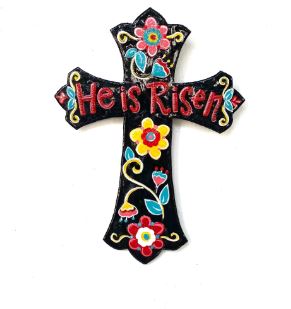 He is Risen Cross Metal Wall Art