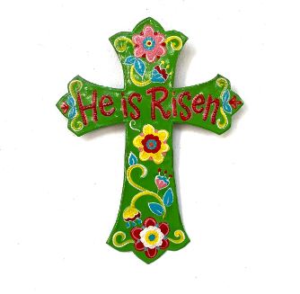 He is Risen Cross Metal Wall Art