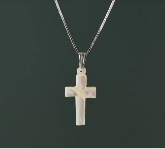 Cross Pendant Mother of Pearl Necklace 19"