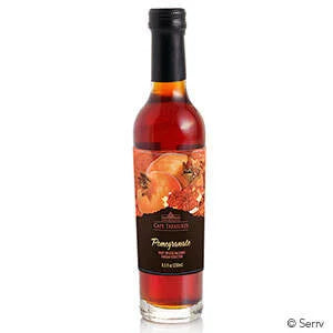 A photo of a bottle of Pomegranate Balsamic Reduction from South Africa. 