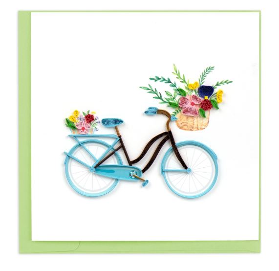Bicycle & Flower Basket Quilling Card
