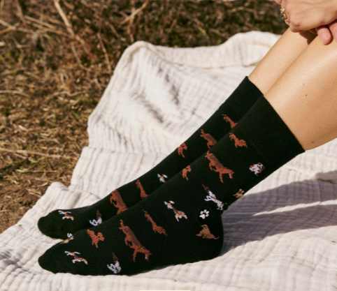Socks that Save Dogs Conscious Step - Black w/multi dogs