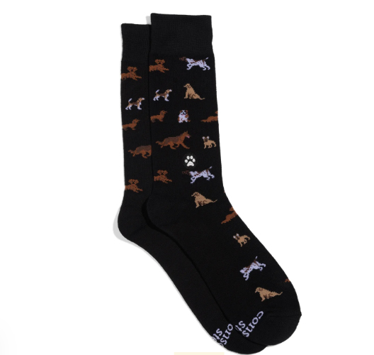 Socks that Save Dogs Conscious Step - Black w/multi dogs
