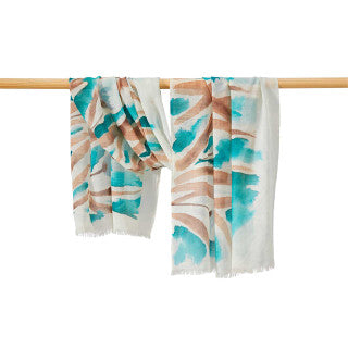 Teal Meadow Wool Hand painted Scarf