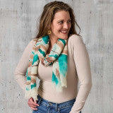 Teal Meadow Wool Hand painted Scarf
