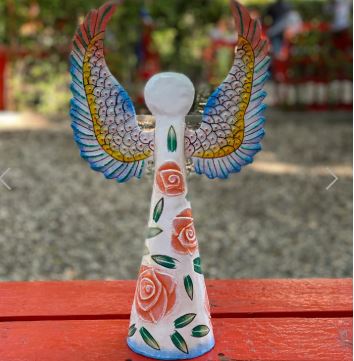 Rose Standing Angel Metal Art